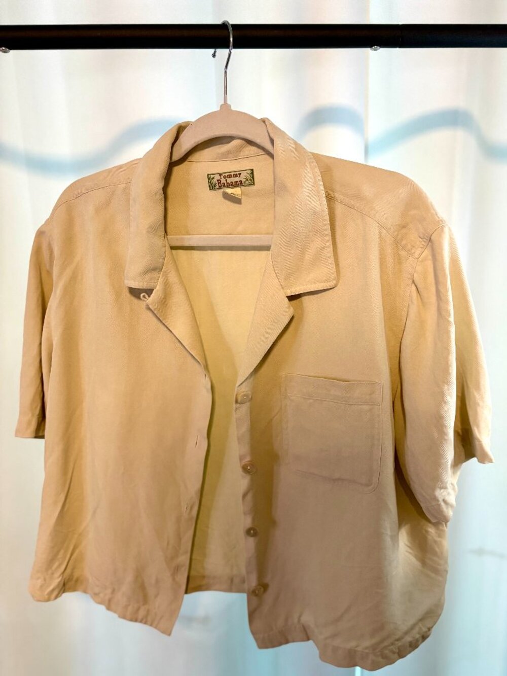 Beige Cropped Button Down - Picture 2 of 3